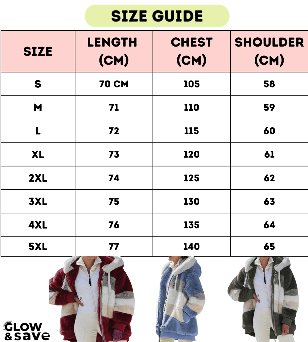 Women Warm Hooded Coat - Padded Contrast Design with Zipper Pocket