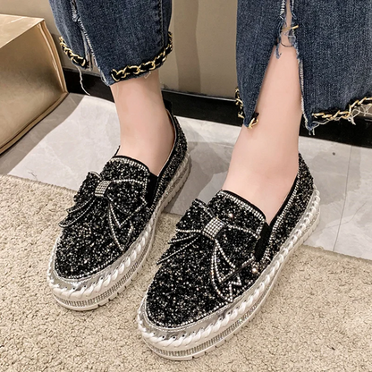 Shining Crystal Bowknot Flats Rhinestone Shoes