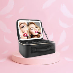 Travel Makeup Case with LED Light & Mirror Portable