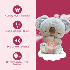 Anxiety Relief Koala Plush Toy with Music, Lights and Rhythmic Breathing Motion