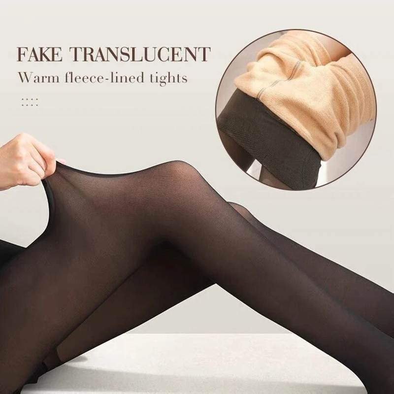 Warm Plush Lined Elastic Tights - Universal Sizing