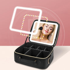 Travel Makeup Case with LED Light & Mirror Portable