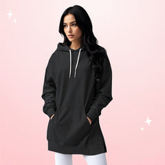 Women's Oversized Pullover Hoodie Dress with Long Sleeve & Split Hem