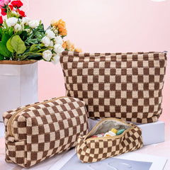 Checkered Cosmetic Bag Set