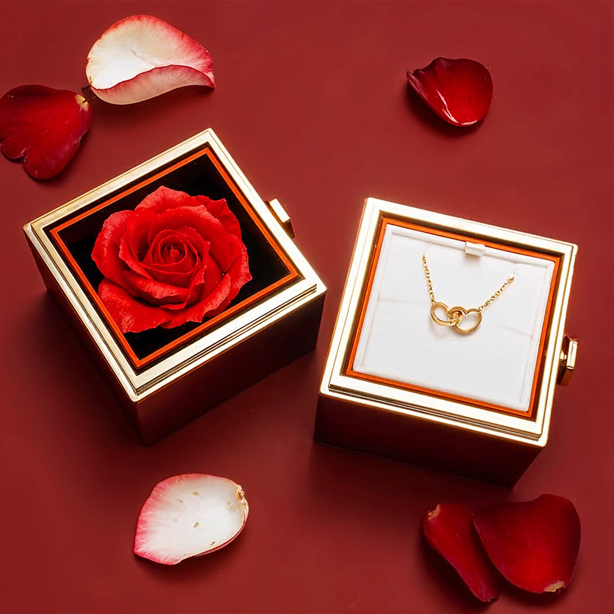 Eternal Rose Box with Heart Necklace