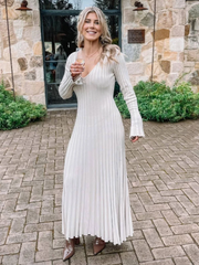 Sleeve Kintted Trending Long Dress