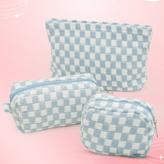 Checkered Cosmetic Bag Set