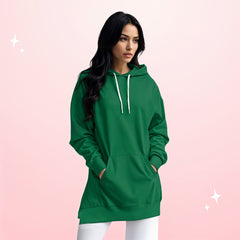 Women's Oversized Pullover Hoodie Dress with Long Sleeve & Split Hem