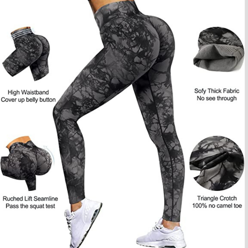 Seamless Tie Dye Scrunch Butt Lifting Elastic Leggings for Yoga and Workout