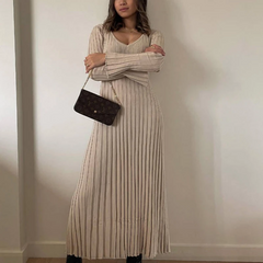 Sleeve Kintted Trending Long Dress