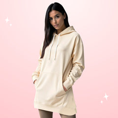 Women's Oversized Pullover Hoodie Dress with Long Sleeve & Split Hem