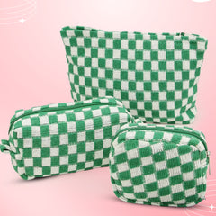 Checkered Cosmetic Bag Set