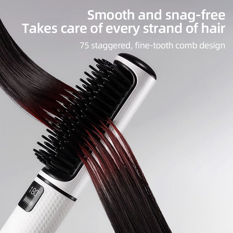 Cordless Hair Straightener Brush with Ceramic Heating