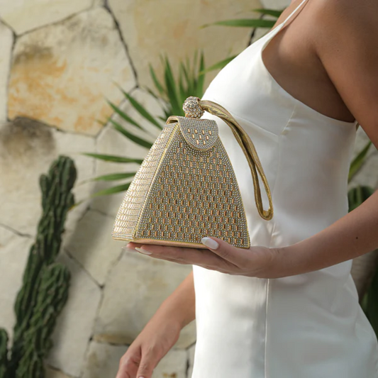 Pyramid Handbag with Rhinestones