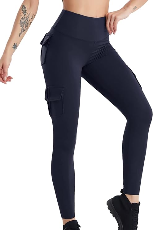 Women High-Waisted Cargo Leggings with Pockets for Yoga, Workout and Daily Wear