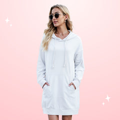 Women's Oversized Pullover Hoodie Dress with Long Sleeve & Split Hem