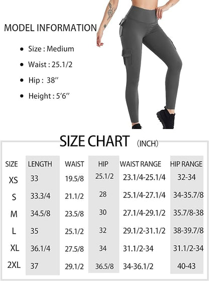 Women High-Waisted Cargo Leggings with Pockets for Yoga, Workout and Daily Wear