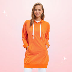 Women's Oversized Pullover Hoodie Dress with Long Sleeve & Split Hem