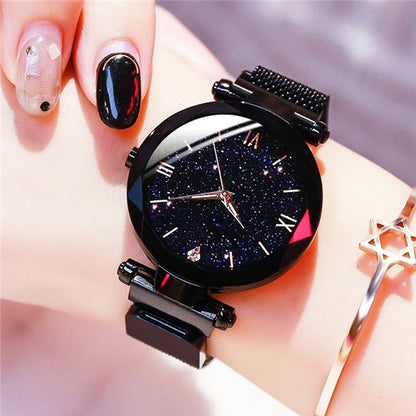 Women Starry Sky Watch with Luxury Magnetic Mesh Band