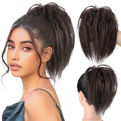 Natural Look Messy Ponytail Hair Extends With Clip