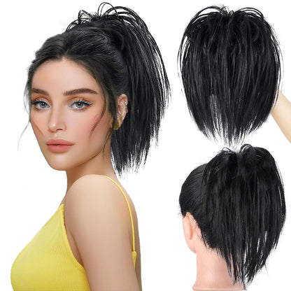 Natural Look Messy Ponytail Hair Extends With Clip