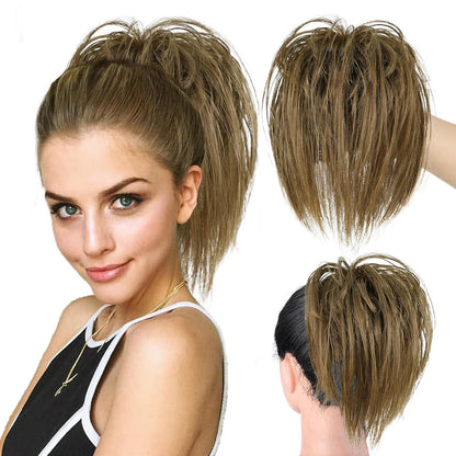 Natural Look Messy Ponytail Hair Extends With Clip