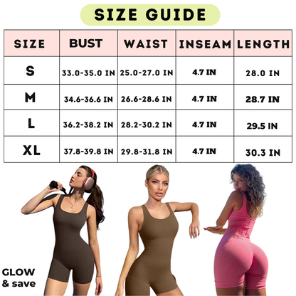 Slim-Fit U-Neck Seamless Romper - Tummy Control Bodycon Bodysuit