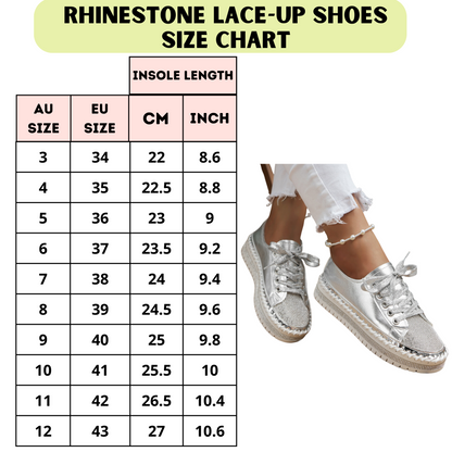 Women Rhinestone Lace-up Sneakers