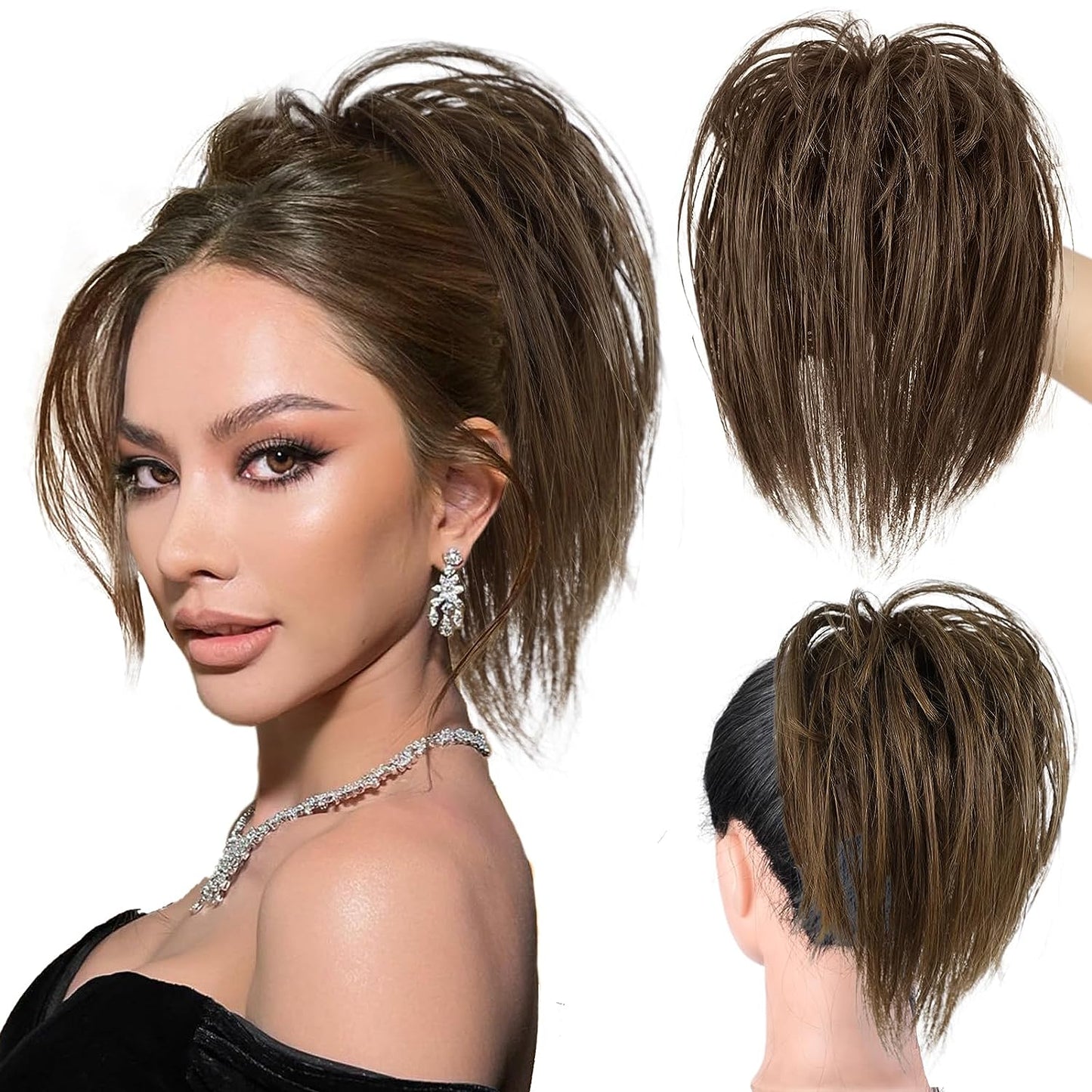 Natural Look Messy Ponytail Hair Extends With Clip