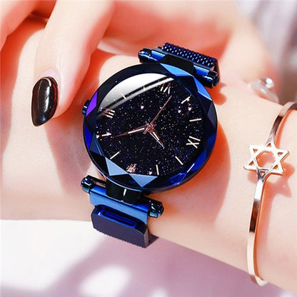 Women Starry Sky Watch with Luxury Magnetic Mesh Band