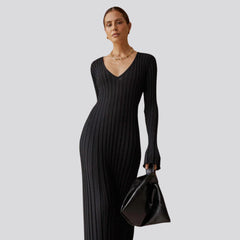Sleeve Kintted Trending Long Dress