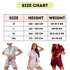 Women's Silk Nightwear Top & Shorts Set - Stay Comfy & Cool all Night