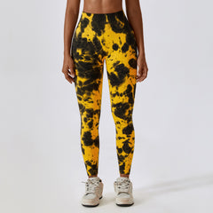 Seamless Tie Dye Scrunch Butt Lifting Elastic Leggings for Yoga and Workout