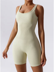 Slim-Fit U-Neck Seamless Romper - Tummy Control Bodycon Bodysuit