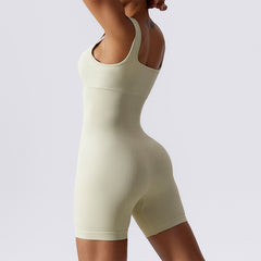 Slim-Fit U-Neck Seamless Romper - Tummy Control Bodycon Bodysuit