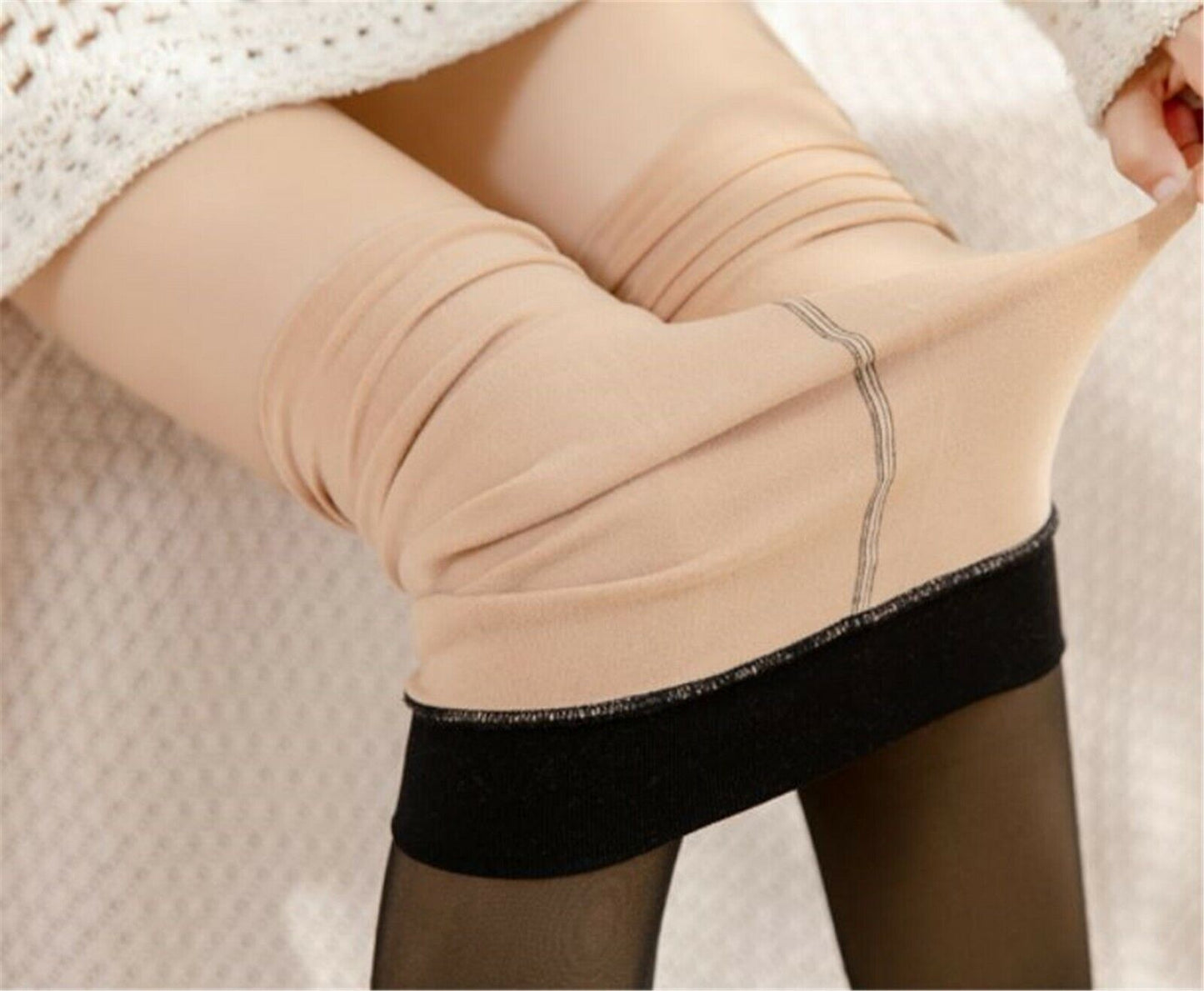 Warm Plush Lined Elastic Tights - Universal Sizing