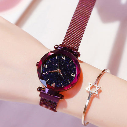 Women Starry Sky Watch with Luxury Magnetic Mesh Band