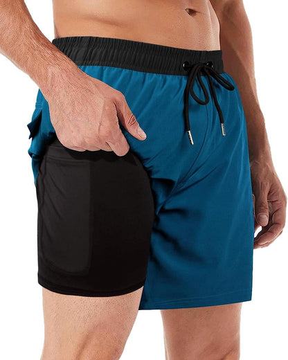 Mens Swim Trunks with Firm Pocket - Compression Liner