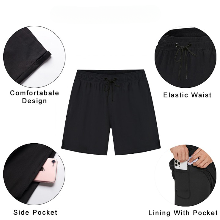 Mens Swim Trunks with Firm Pocket - Compression Liner