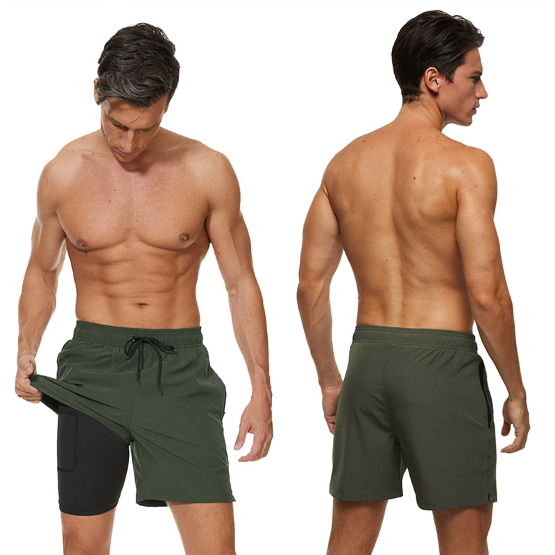 Mens Swim Trunks with Firm Pocket - Compression Liner