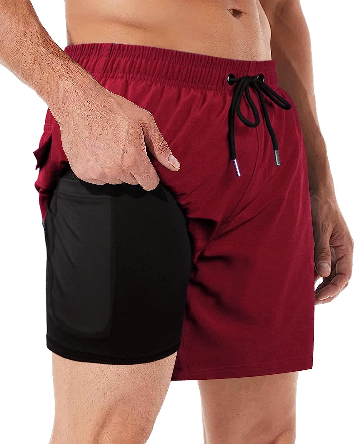 Mens Swim Trunks with Firm Pocket - Compression Liner